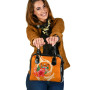 Fiji Polynesian Shoulder Handbag - Orange Floral With Seal 3