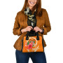 Fiji Polynesian Shoulder Handbag - Orange Floral With Seal 6