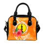 New Caledonia Polynesian Shoulder Handbag - Orange Floral With Seal 1