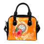 Marshall Islands Polynesian Shoulder Handbag - Orange Floral With Seal 1