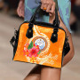 Marshall Islands Polynesian Shoulder Handbag - Orange Floral With Seal 2