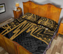 American Samoa Quilt Bed Set - Seal With Polynesian Pattern Heartbeat Style (Gold) 2