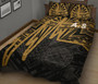 American Samoa Quilt Bed Set - Seal With Polynesian Pattern Heartbeat Style (Gold) 3