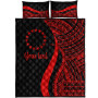 Cook Islands Custom Personalised Quilt Bet Set - Red Polynesian Tentacle Tribal Pattern 5