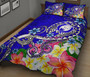 Pohnpei Quilt Bed Set - Turtle Plumeria (Blue) 2