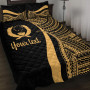 Pohnpei Custom Personalised Quilt Bet Set - Gold Polynesian Tentacle Tribal Pattern 1