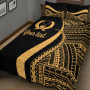 Pohnpei Custom Personalised Quilt Bet Set - Gold Polynesian Tentacle Tribal Pattern 2