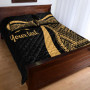 Pohnpei Custom Personalised Quilt Bet Set - Gold Polynesian Tentacle Tribal Pattern 3
