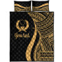 Pohnpei Custom Personalised Quilt Bet Set - Gold Polynesian Tentacle Tribal Pattern 5