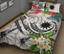 Nauru Polynesian Quilt Bed Set- Summer Plumeria (White) 2