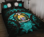 Nauru Polynesian Quilt Bed Set Hibiscus Turquoise 1