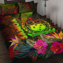 Samoa Polynesian Quilt Bed Set - Hibiscus and Banana Leaves 1