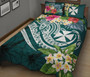 Wallis and Futuna Polynesian Quilt Bed Set - Summer Plumeria (Turquoise) 2
