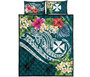 Wallis and Futuna Polynesian Quilt Bed Set - Summer Plumeria (Turquoise) 5