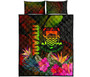 Tuvalu Polynesian Quilt Bed Set - Hibiscus and Banana Leaves 5