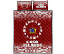 Cook Islands Quilt Bed Set - Cook Islands Flag Coat Of Arms Polynesian Tattoo Red Fog Style 1