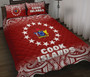 Cook Islands Quilt Bed Set - Cook Islands Flag Coat Of Arms Polynesian Tattoo Red Fog Style 2