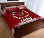 Cook Islands Quilt Bed Set - Cook Islands Flag Coat Of Arms Polynesian Tattoo Red Fog Style 4