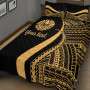 Tahiti Custom Personalised Quilt Bet Set - Gold Polynesian Tentacle Tribal Pattern 2