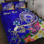 Samoa Custom Personalised Quilt Bed Set - Turtle Plumeria (Blue) 1