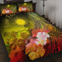 Marshall Islands Custom Personalised Quilt Bed Set - Humpback Whale with Tropical Flowers (Yellow) 1