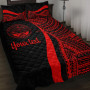 Marshall Islands Custom Personalised Quilt Bet Set - Red Polynesian Tentacle Tribal Pattern Crest 1