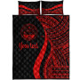 Marshall Islands Custom Personalised Quilt Bet Set - Red Polynesian Tentacle Tribal Pattern Crest 5