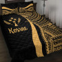 Kosrae Quilt Bet Set - Gold Polynesian Tentacle Tribal Pattern 1