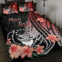 Pohnpei Personalised Custom Quilt Bed Set - Red Polynesian Hibiscus Pattern Style 1