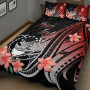 Pohnpei Personalised Custom Quilt Bed Set - Red Polynesian Hibiscus Pattern Style 2
