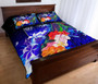 Fiji Quilt Bed Set - Humpback Whale with Tropical Flowers (Blue) 3