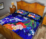 Fiji Quilt Bed Set - Humpback Whale with Tropical Flowers (Blue) 4