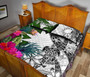 Nauru Quilt Bed Set White - Turtle Plumeria Banana Leaf 4