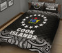 Cook Islands Quilt Bed Set - Cook Islands Flag Coat Of Arms Polynesian Tattoo Black Fog Style 3