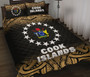 Cook Islands Quilt Bed Set - Cook Islands Flag Coat Of Arms Polynesian Tattoo Black Fog Style 2