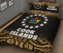 Cook Islands Quilt Bed Set - Cook Islands Flag Coat Of Arms Polynesian Tattoo Black Fog Style 3