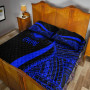 Northern Mariana Islands Quilt Bet Set - Blue Polynesian Tentacle Tribal Pattern 4