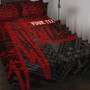 Kosrae Personalised Quilt Bed Set - Kosrae Seal In Heartbeat Patterns Style (Red) 1