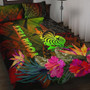 New Caledonia Polynesian Personalised Quilt Bed Set - Hibiscus and Banana Leaves 1