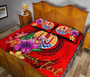 Tahiti Polynesian Custom Personalised Quilt Bed Set - Floral With Seal Red 4