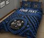 Fiji Personalised Quilt Bed Set - Fiji Seal With Polynesian Tattoo Style ( Blue) 2