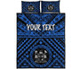 Fiji Personalised Quilt Bed Set - Fiji Seal With Polynesian Tattoo Style ( Blue) 5