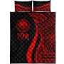 Federated States of Micronesia Quilt Bet Set - Red Polynesian Tentacle Tribal Pattern 5