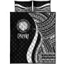 Northern Mariana Islands Quilt Bet Set - White Polynesian Tentacle Tribal Pattern 5