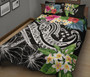 Kosrae Polynesian Quilt Bed Set - Summer Plumeria (Black) 2