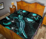 CNMI Polynesian Quilt Bed Set - Turtle With Blooming Hibiscus Turquoise 4