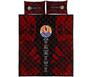 Tahiti Polynesian Quilt Bed Set - Tahiti Flag Red Black Tattoo Flag 1
