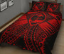 Guam Polynesian Quilt Bed Set - Red Guam Coat Of Arms Polynesian Tattoo 2