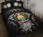 Nauru Polynesian Quilt Bed Set Hibiscus Gray 1
