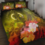 Vanuatu Quilt Bed Set - Humpback Whale with Tropical Flowers (Yellow) 1